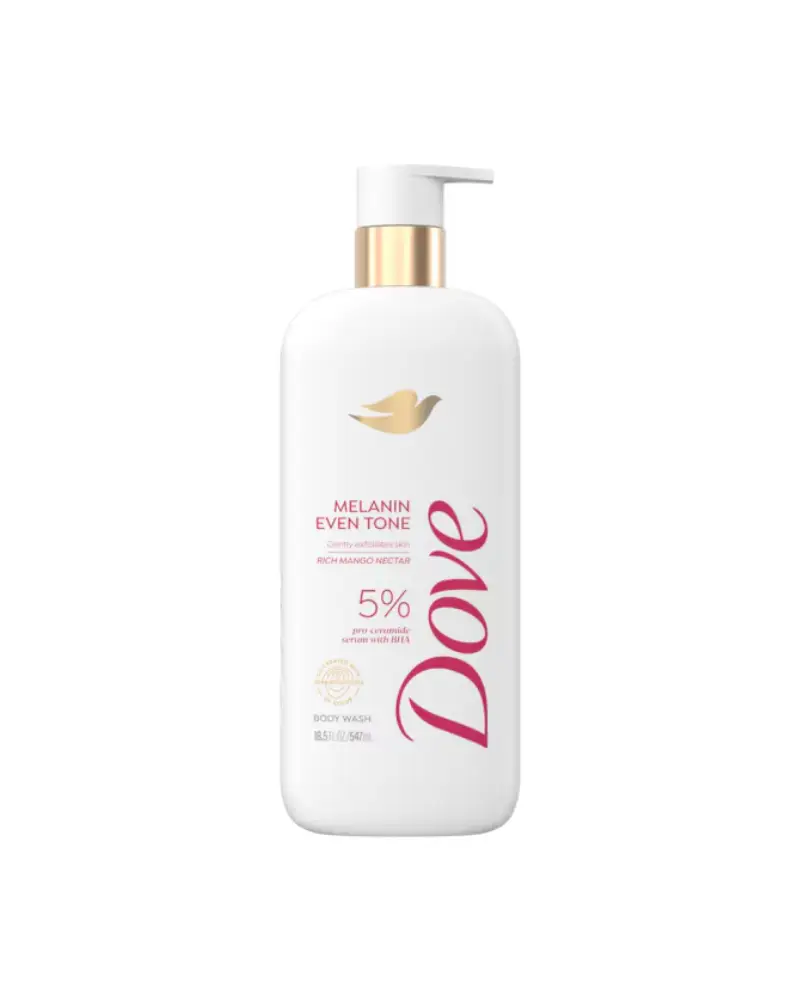 dove melanin even tone 5% pro-ceramide serum with BHA body wash 547ml
