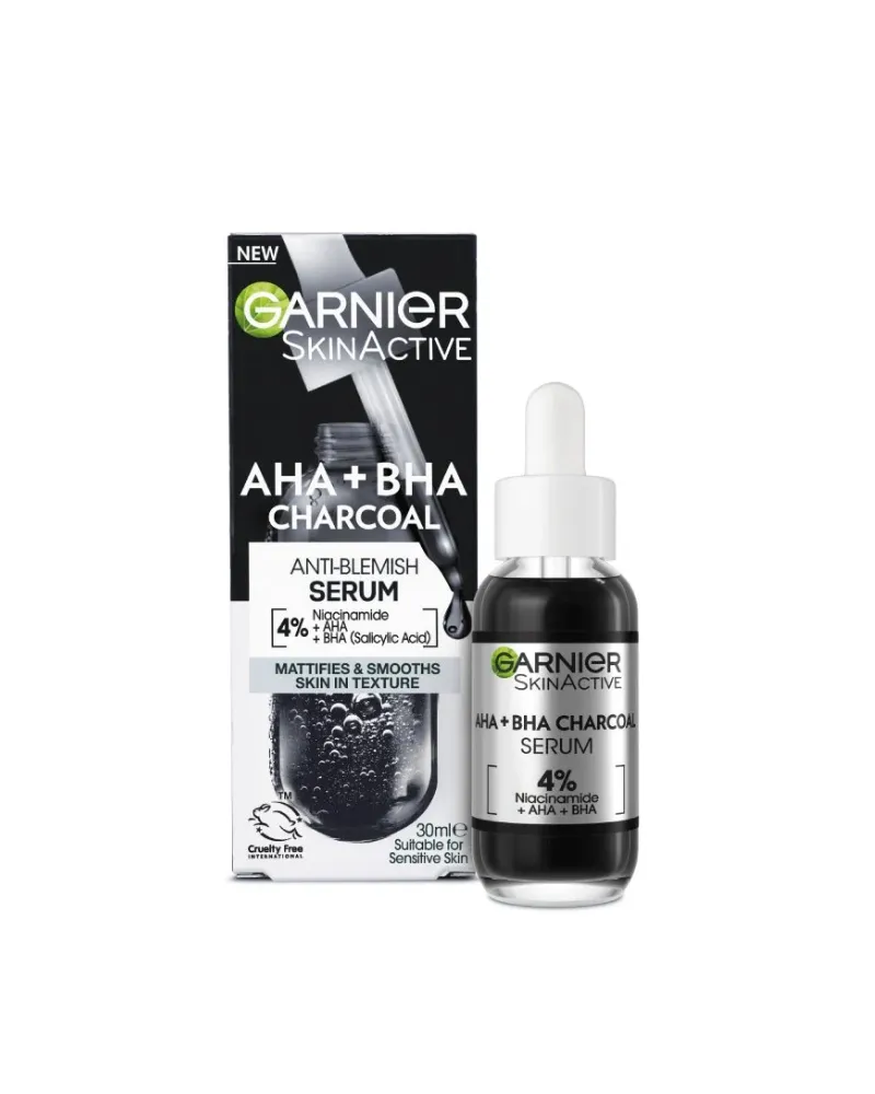 garnier skin active aha+bha charcoal anti-blemish serum 30ml