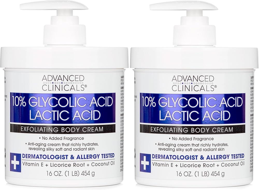 ADVANCED CLINICALS GLYCOLIC+LACTIC ACID EXFOLIATING BODY CREAM